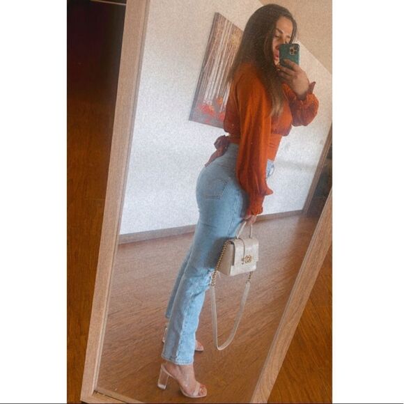 Orange open back blouse - Picture 3 of 6